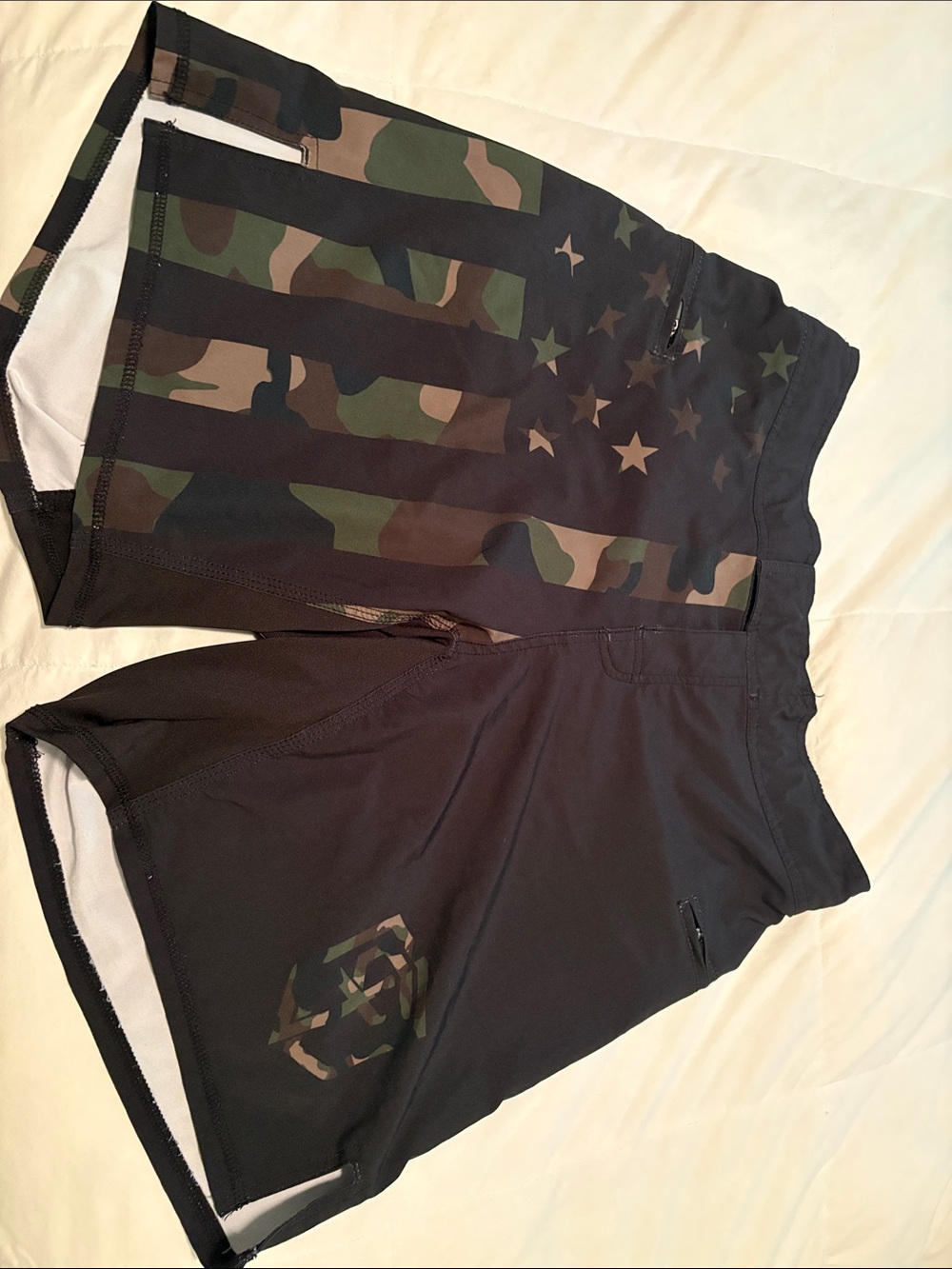 Born Primitive Black Camo Flag Athletic Shorts